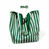 BOLSO Reversible Striped Canvas Tote Bag – Everyday Carryall in Bold Colors