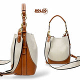 BOLSO Premium Canvas Leather Vintage Bucket Bag w Sling