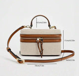 PREORDER BOLSO Vintage Premium Canvas Leather Structured Box Bag Satchel