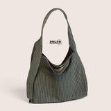 BOLSO Grid Plaid Canvas Vintage Large Open Tote Bag