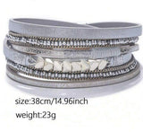 BLING Boho Stacked Leather Stone Metal Bracelet