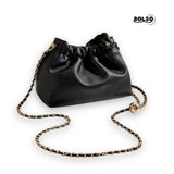 BOLSO Vintage Minimalist Leather Metal Chain Mini Crossbody Bag