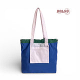 BOLSO Colorful Blocking Foldable Nylon Shopper Tote Bag