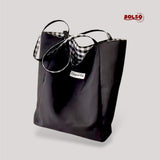 BOLSO Lightweight Retro Checkered Reversible Fabric Fun Shopper Tote Bag