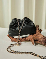 BOLSO Vintage Minimalist Leather Metal Chain Mini Crossbody Bag