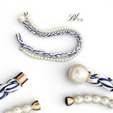 BLING 2pc Vintage Luxury Silky Scarf Satin Pearl Necklace Magnetic Clasp
