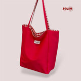 BOLSO Lightweight Retro Checkered Reversible Fabric Fun Shopper Tote Bag