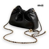 BOLSO Vintage Minimalist Leather Metal Chain Mini Crossbody Bag