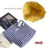 BOLSO Lightweight Retro Checkered Reversible Fabric Fun Shopper Tote Bag