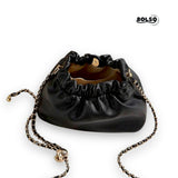 BOLSO Vintage Minimalist Leather Metal Chain Mini Crossbody Bag