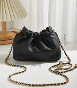 BOLSO Vintage Minimalist Leather Metal Chain Mini Crossbody Bag