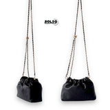 BOLSO Vintage Minimalist Leather Metal Chain Mini Crossbody Bag