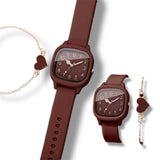 BLING Time Silicone Watch Heart Bracelet Set