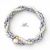 BLING 2pc Vintage Luxury Silky Scarf Satin Pearl Necklace Magnetic Clasp