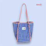 BOLSO Lightweight Retro Checkered Fabric Fun Shopper Tote Bag