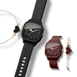 BLING Time Silicone Watch Heart Bracelet Set