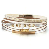 BLING Boho Stacked Leather Stone Metal Bracelet