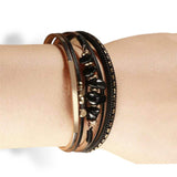 BLING Boho Stacked Leather Stone Metal Bracelet