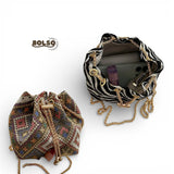 BOLSO Vintage Mini Bucket Chain Strap Crossbody Bag
