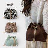 BOLSO Vintage Mini Bucket Chain Strap Crossbody Bag