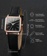 BLING Time Square Face Watch Heart Bracelet Set
