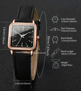 BLING TIME Leather Strap Heart Watch Bracelet Set WB02