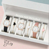 BLING TIME Leather Strap Heart Watch Bracelet Set WB02
