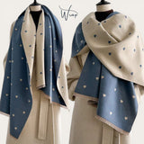 WRAP Warm Shawl Rectangular Heart Print