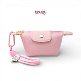 BOLSO Soft Leather Compact Coin Purse w Keychain (Easy Gift)