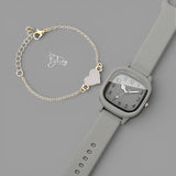 BLING Time Silicone Watch Heart Bracelet Set