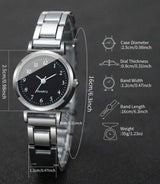 BLING Time Metal Round Face Classic Watch Heart Bracelet Set