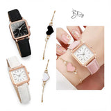 BLING Time Square Face Watch Heart Bracelet Set