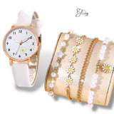 BLING Time Summer White Floral Watch Flower Bracelet Set