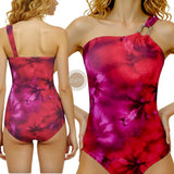 GYPSY Swim Tie Dye Print One Shoulder One Piece Swimsuit