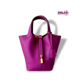 BOLSO Leather Mini Bucket Classic Open Bag