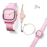 BLING Time Silicone Watch Heart Bracelet Set