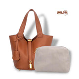 BOLSO Leather Mini Bucket Classic Open Bag