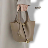 BOLSO Leather Mini Bucket Classic Open Bag