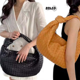 BOLSO Knot Handle Woven Leather Hobo Bag (40cm Width)