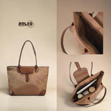BOLSO Classic Nylon Leather Commuter Tote Bag