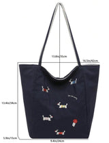 BOLSO Reversible Canvas Stripes Embro Shopper's Tote Bag