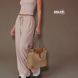 BOLSO Classic Nylon Leather Commuter Tote Bag