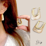 BLING Geo Vintage Retro Gold Edge Earrings