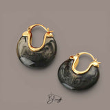BLING Vintage Retro Gold Edge Hoop Earrings
