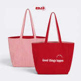 BOLSO Reversible Casual Fabric Stripes Print Tote Bag