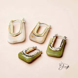 BLING Geo Vintage Retro Gold Edge Earrings