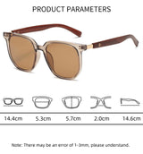 ILUV Retro Wood Legs Round Frame Versatile Sunglasses