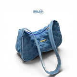 BOLSO Denim Diamond Quilt Shoulder Bag