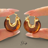 BLING Vintage Retro Gold Edge Hoop Earrings