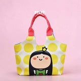 BOLSO Art Series Canvas Tote Bag Funky Girl Print w Puff Keychain